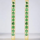 Round Tsavorite Garnet Hoop Earrings in 14kt Yellow Gold