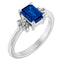 Emerald Cut Blue Sapphire Ring in Platinum