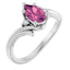 Pear Shaped Pink Tourmaline and Diamond Accent Ring in Platinum