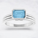 Emerald Cut Sky Blue Topaz Ring in 925 Sterling Silver
