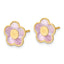 Pink Mother of Pearl Flower Stud Earrings in 14kt Yellow Gold