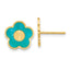 Teal Mother of Pearl Flower Stud Earrings in 14kt Yellow Gold
