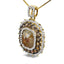 4.20 ctw Fancy Color Rose Cut Diamond Cushion Shaped Halo Pendant in 14kt Yellow Gold