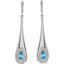 Pear Shaped Blue Topaz and Diamond Dangle Earrings in 14kt White Gold