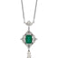 Emerald Cut Emerald and Diamond Pendant in Platinum