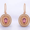 Oval Pink Tourmaline and Diamond Earrings in 14kt Rose Gold
