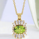Oval Peridot and Diamond Pendant in 14kt Yellow Gold