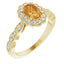 Oval Citrine and Diamond Halo Ring in 14kt Yellow Gold