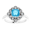 Cushion Cut Blue Topaz and Diamond Ring in 14kt White Gold