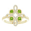 Round Peridot and Diamond Clover Ring in 14kt Yellow Gold