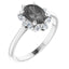 Oval Gray Spinel and Diamond Halo Ring in Platinum
