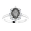 Oval Gray Spinel and Diamond Halo Ring in Platinum