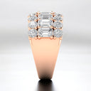 Alianza de diamantes cultivados en laboratorio de talla redonda y esmeralda de 4,40 quilates en oro rosa de 14 quilates