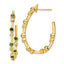 0.66 ctw Natural Emerald and Lab Grown Diamond Hoop Earrings in 14kt Yellow Gold