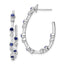 0.66 ctw Natural Blue Sapphire and Lab Grown Diamond Hoop Earrings in 14kt White Gold