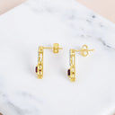 Cushion Cut Garnet and Lab Grown Diamond Earrings in 22kt Yellow Gold Plated 925 Sterling Silver