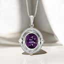 Amethyst and Lab Diamond Pendant in 925 Sterling Silver