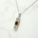 Asscher Cut Black Opal and Diamond Pendant in 18kt Two-Tone Gold