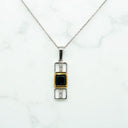 Asscher Cut Black Opal and Diamond Pendant in 18kt Two-Tone Gold