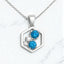 Round Gemstone and White Zircon Petite Hexagon Pendant in 925 Sterling Silver