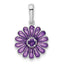 Round Amethyst and Purple Enamel Flower Pendant in 925 Sterling Silver