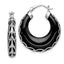 Black Onyx Hoop Earrings in 925 Sterling Silver