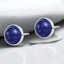 Round Lapis Lazuli Stud Earrings in 925 Sterling Silver