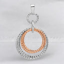 Diamond Cut Circle Pendant in Two-Tone 925 Sterling Silver