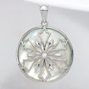 Black Onyx and Mother of Pearl Reversible Snowflake Pendant in 925 Sterling Silver