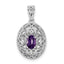 Oval Amethyst and White Topaz Pendant in 925 Sterling Silver