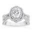 1.72 ctw Oval Lab Grown Diamond Split Shank Halo Engagement Ring in 14kt White Gold