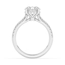 Anillo estilo catedral con diamantes cultivados en laboratorio redondos de 2,31 quilates en oro blanco de 14 quilates