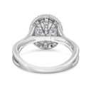 Anillo de compromiso con vástago dividido y halo de diamantes cultivados en laboratorio ovalados de 2,93 quilates en oro blanco de 14 quilates