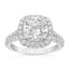 3.64 ctw Round Lab Grown Diamond Cushion Halo Engagement Ring in 14kt White Gold
