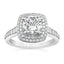 2.22 ctw Round Lab Grown Diamond Double Cushion Halo Engagement Ring in 14kt White Gold