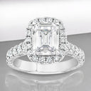 3.53 ctw Emerald Cut Lab Grown Diamond Halo Engagement Ring in 14kt White Gold