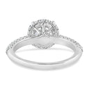 Anillo de compromiso con halo y pavé de diamantes cultivados en laboratorio redondos de 2,76 quilates en oro blanco de 14 quilates