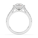 Anillo de compromiso tipo catedral con diamantes cultivados en laboratorio en forma de pera de 3,02 quilates en oro blanco de 14 quilates