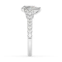 3.02 ctw Pear Shaped Lab Grown Diamond Cathedral Engagement Ring in 14kt White Gold