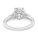 Anillo de compromiso con vástago dividido de diamantes cultivados en laboratorio redondos de 2,55 quilates en oro blanco de 14 quilates