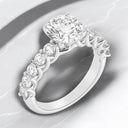 Anillo de compromiso con diamantes cultivados en laboratorio redondos de 2,86 quilates en oro blanco de 14 quilates