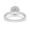 Anillo de compromiso con halo de tulipán y diamantes cultivados en laboratorio redondos de 2,52 quilates en oro blanco de 14 quilates