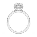 Anillo de compromiso con halo de tulipán y diamantes cultivados en laboratorio redondos de 2,52 quilates en oro blanco de 14 quilates