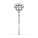 Anillo de compromiso con halo de tulipán y diamantes cultivados en laboratorio redondos de 2,52 quilates en oro blanco de 14 quilates