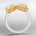 4.11 ctw Round and Pear Shaped Lab Grown Diamond Halo Ring in 14kt Two-Tone Gold