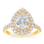 2.53 ctw Pear Shaped Lab Grown Diamond Double Halo Engagement Ring in 14kt Yellow Gold