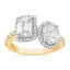 3.54 ctw Oval and Emerald Cut Lab Grown Diamond Halo Ring in 14kt Two-Tone Gold