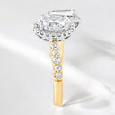 3.54 ctw Oval and Emerald Cut Lab Grown Diamond Halo Ring in 14kt Two-Tone Gold