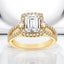 2.89 ctw Emerald Cut Lab Grown Diamond Halo Engagement Ring in 14kt Yellow Gold