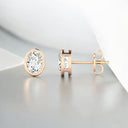 Bezel Set Oval Lab Grown Diamond Stud Earrings in 14kt Rose Gold